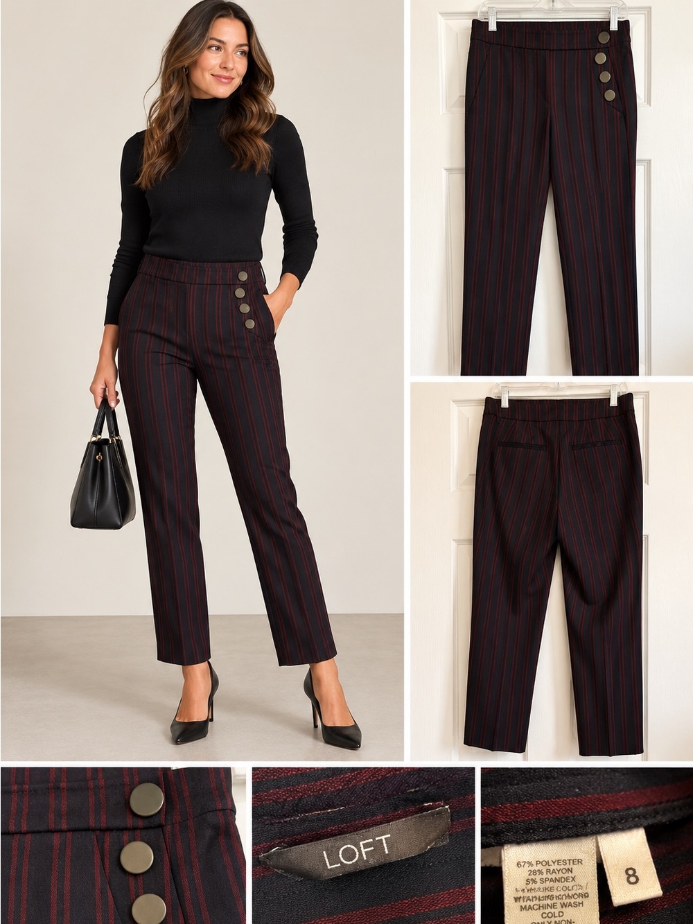 Striped Trousers in Black & Red